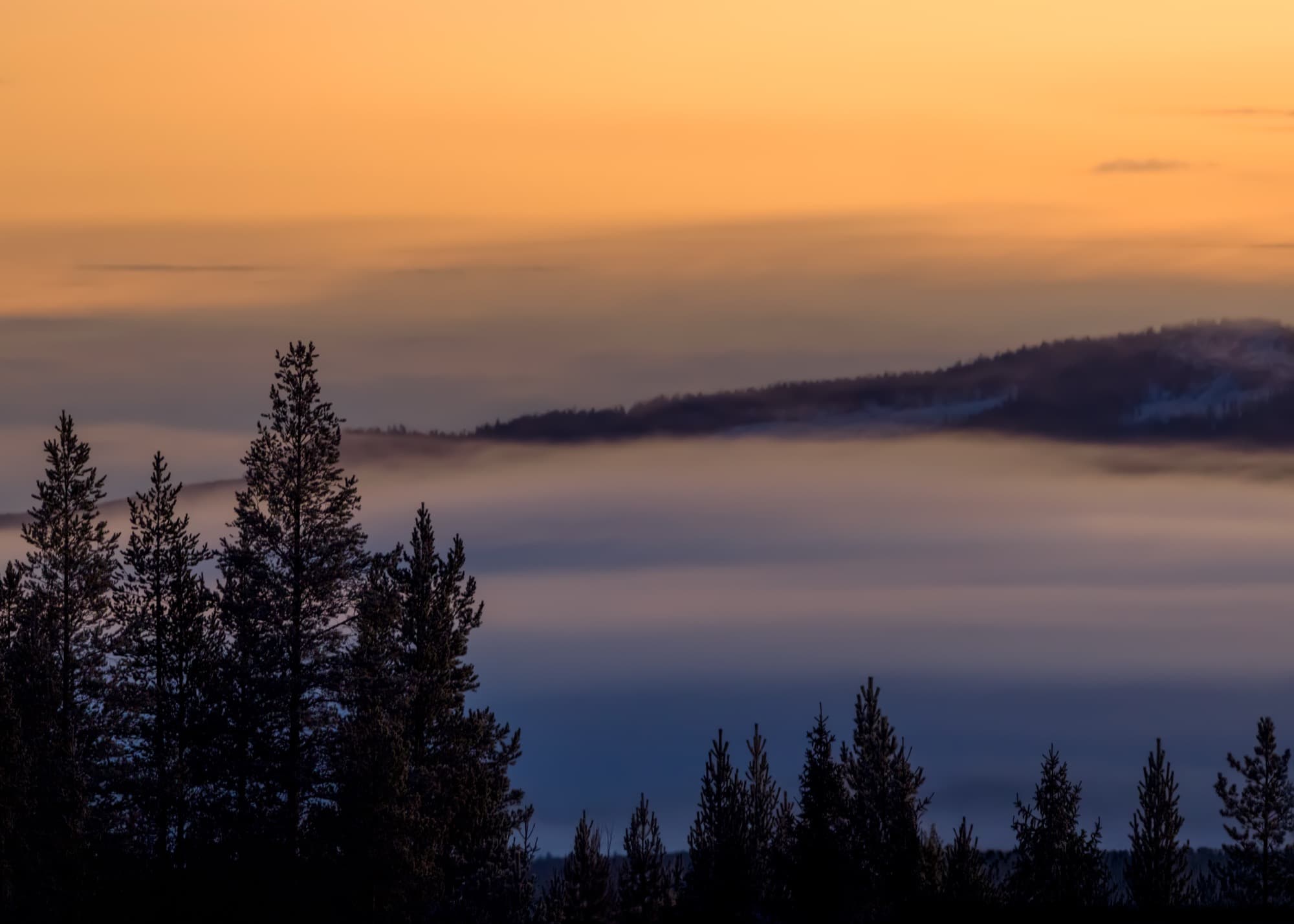 Dimmans hav vid skymningen – Björnrike, Sverige, Härjedalen