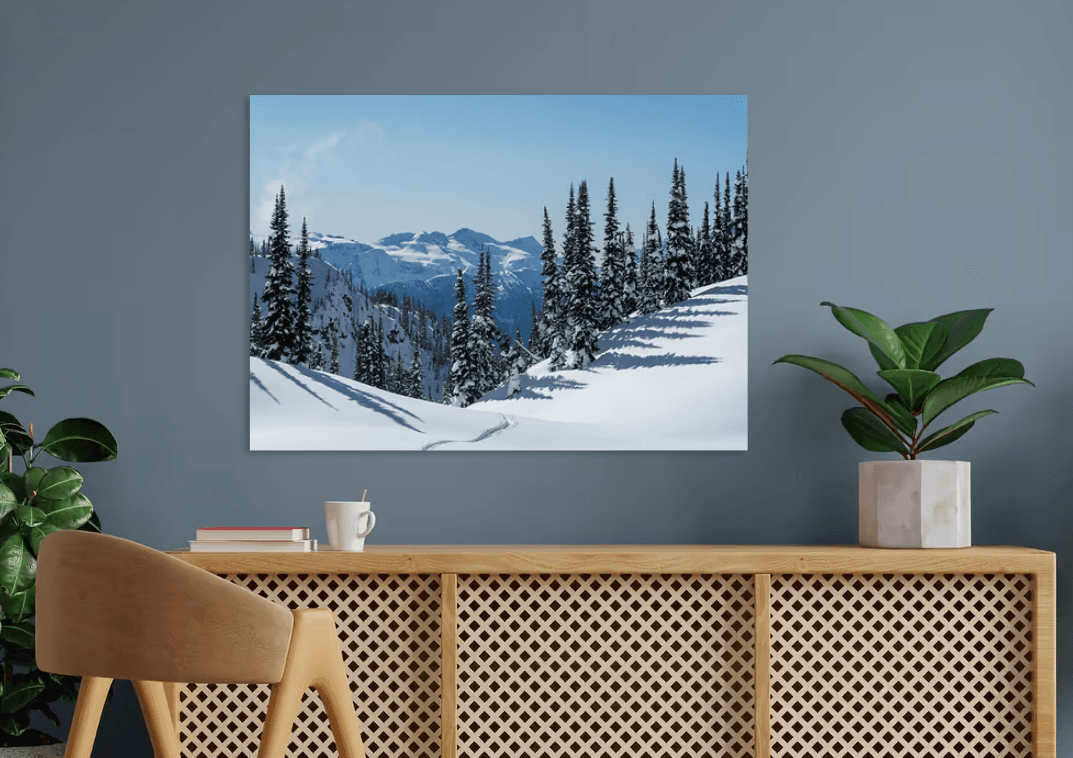 Snötäckta granar, Revelstoke, BC, Kanada